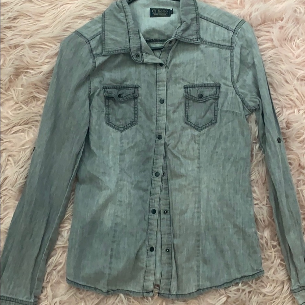 Gray button up